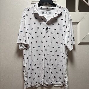 Men's White Polo Shirt with Sneaker Print